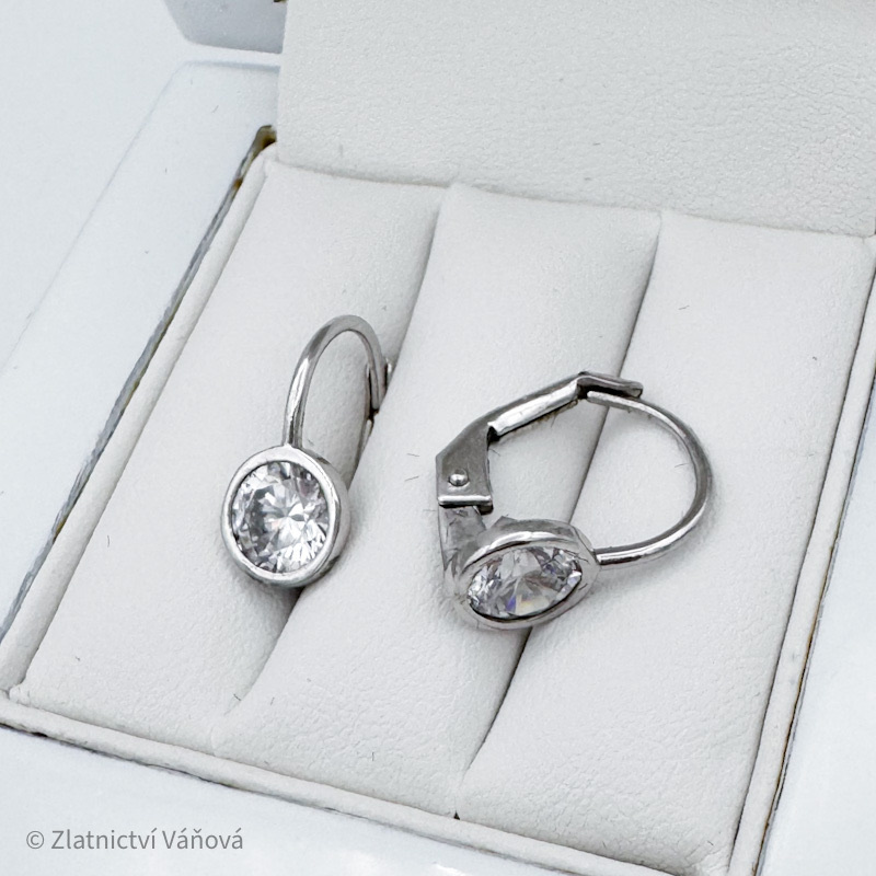 Bílé zlato náušnice se zirkonem na klapku